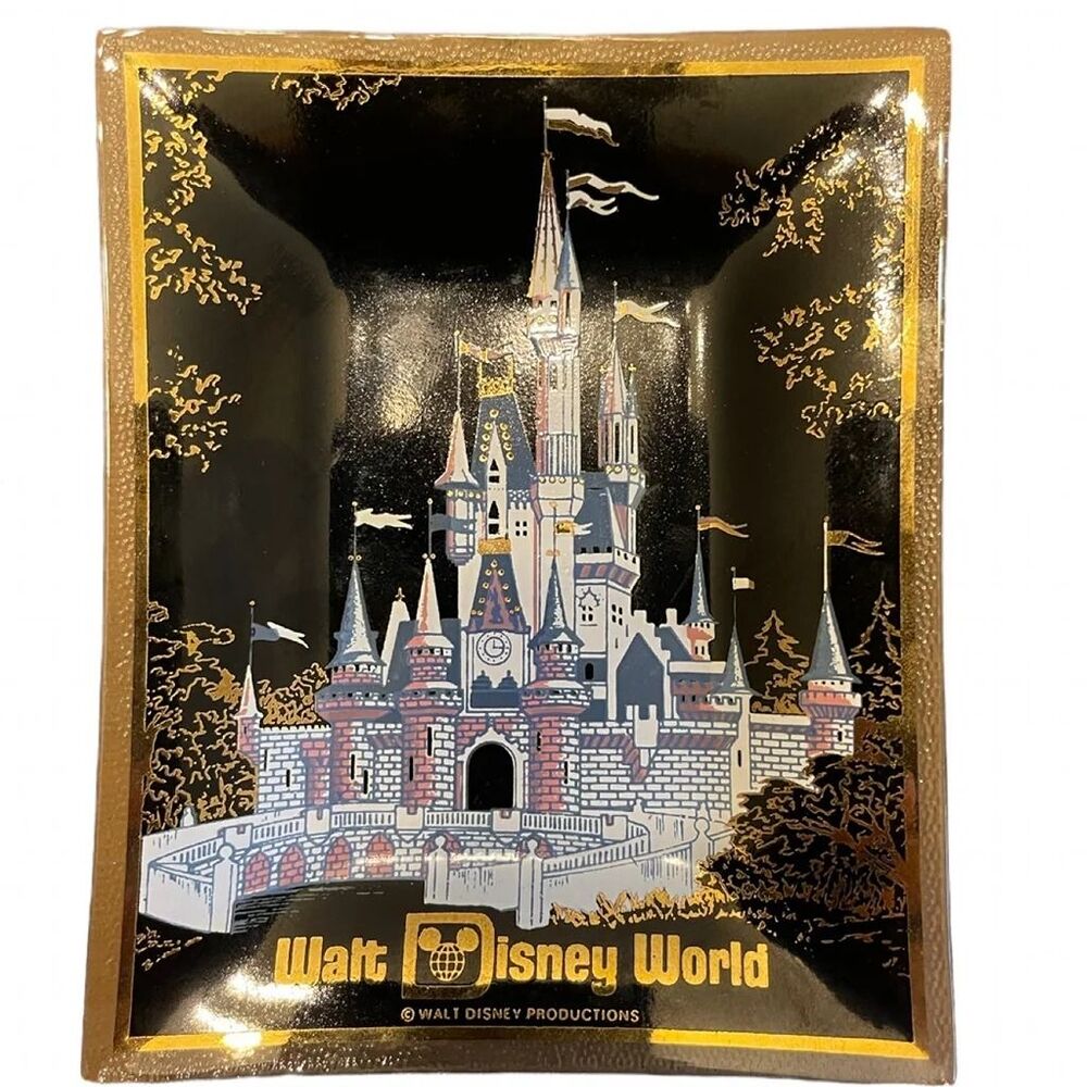 Vintage 1970s WDW decorative glass tray